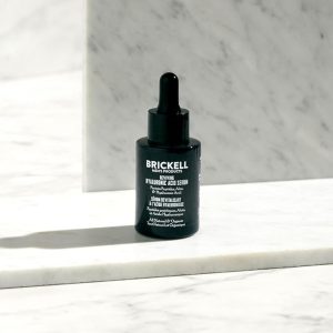 Brickell Men's Anti Aging Hyaluronic Acid Serum for Face, Reviving Day Serum for Men, Natural and Organic with Protein Peptides to Restore Firmness and Collagen, 1 Ounce, Scented