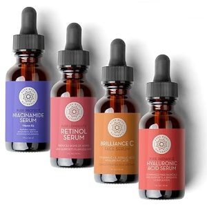 Pure Body Naturals Facial Serum - Hyaluronic Acid Serum, Retinol Serum, Vitamin C Serum, and Vitamin B3 (Niacinamide) Serum - A Perfect Serum Gift Set for Women of All Ages