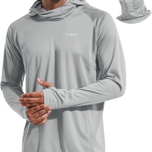 baleaf Men's Sun Protection Hoodie Shirt UPF 50+ Long Sleeve UV SPF T-Shirts with Mask Rash Guard Fishing Lightweight