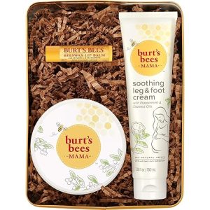 Burt's Bees Pregnancy Essentials Gifts Set 3 Giftable Baby Shower Products & Must Have Baby Registry Items, Nourishing Skincare - Mama Belly Butter, Original Lip Balm, Leg & Foot Cream
