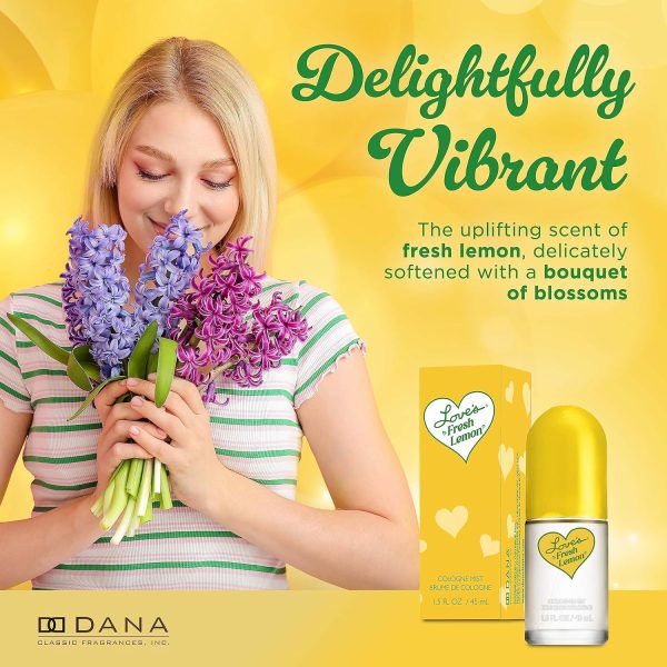 Dana Love's Fresh Lemon Cologne Mist 1.5 Fl. Oz. Invigorating and Uplifting Lemon Scented Body Mist for Women, Classic Fragrance for Everyday FreshnessDana Love's Fresh Lemon Cologne Mist 1.5 Fl. Oz. Invigorating and Uplifting Lemon Scented Body Mist for Women, Classic Fragrance for Everyday Freshness