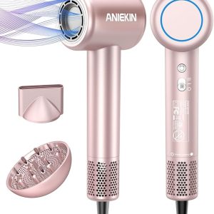 Hair Dryer, High-Speed Ionic Low Noise Blow Dryer with Brushless Motor for Fast Drying, Thermo-Control Quiet Compact Hair Blow Dryer with Magnetic Diffuser for Curly Hair for Home Travel Salon