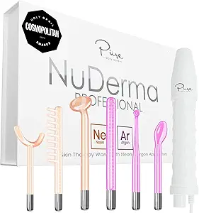 NuDerma Professional Skin Therapy Wand - Portable Skin Therapy Machine with 6 Neon & Argon Wands – Boost Your Skin – Clear Firm & Tighten
