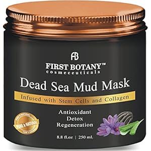 First Botany, 100% Natural Mineral-Infused Dead Sea Mud Mask 8.8oz Stem Cells Facial Treatment Skin Cleanser Pore Reducer Anti Aging Acne Treatment Blackhead Remover Cellulite & Natural Moisturizer