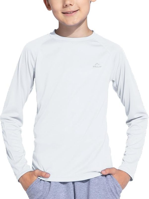 Willit Boy's UPF 50+ Sun Protection Shirt Long Sleeve Rash Guard Swim Shirts Youth SPF Fishing Quick Dry Shirt