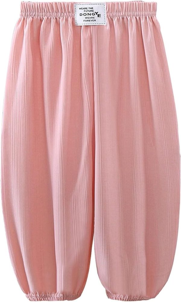 Kids' Breathable Quick Dry Ice Silk Pants,Unisex Loose Anti-Mosquito, Sun Protection, Elastic Waist, Cuffed Ankles