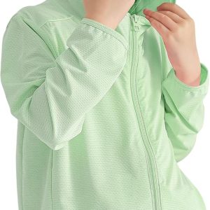 Auranso Kids Zip-Up Hoodie Girls Boys UPF50+ Sun Protection Jacket Hooded Cooling Shirt