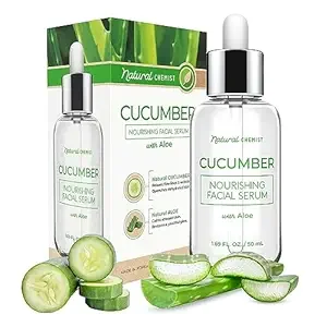 Cucumber & Aloe Face Serum - Dermatologist Tested, Hydrates & Moisturizes Dry Skin, Reduces Redness, Soothing, Anti-Aging, Cruelty Free Korean Skin Care For All Skin Types - 1.69 oz