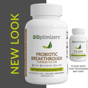 BIOptimizers Probiotic Breakthrough, Proteolytic Prebiotics & Probiotics Supplement – Lactobacillus Plantarum OM for Immune, Bloating & Gut Relief Support, 120 Vegan Capsules