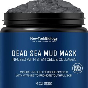 New York Biology Dead Sea Mud Mask for Face and Body with Stem Cell and Collagen - Spa Quality Pore Reducer for Acne, Blackheads and Oily Skin, Natural Skincare for Women, Men - Tightens Skin - 4 oz
