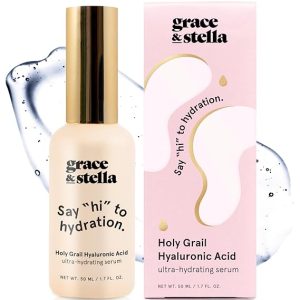 grace & stella Award Winning Hyaluronic Acid Serum (50ml/1.7 fl oz) Hydrating Hyaluronic Acid Serum for Face - Acido Hialuronico for Women - Remove Fine Lines, Wrinkles, Anti Aging - Vegan Skincare