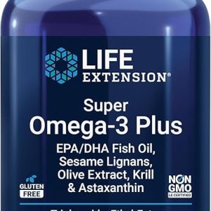 Life Extension Super Omega-3 (Fish Oil) Plus EPA/DHA With Sesame Lignans, Olive Extract, Krill and Astaxanthin (Packaging May Vary), Lemon, 120 Count