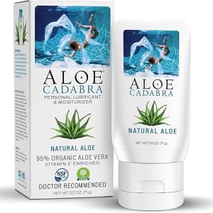 Aloe Cadabra Natural Water Based Personal Lubricant and Vaginal Moisturizer, Organic Aloe Lube for Men, Women and Couples, Non-Staining, pH Balanced (Unscented 2.5 Ounces, 1 Pack)